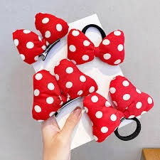UXSL New Girls Cute Red Dot Bow Mickey Hair Clips Elastic Hair Bands Kids Sweet Rubber Band Headband Fashion Hair Accessories